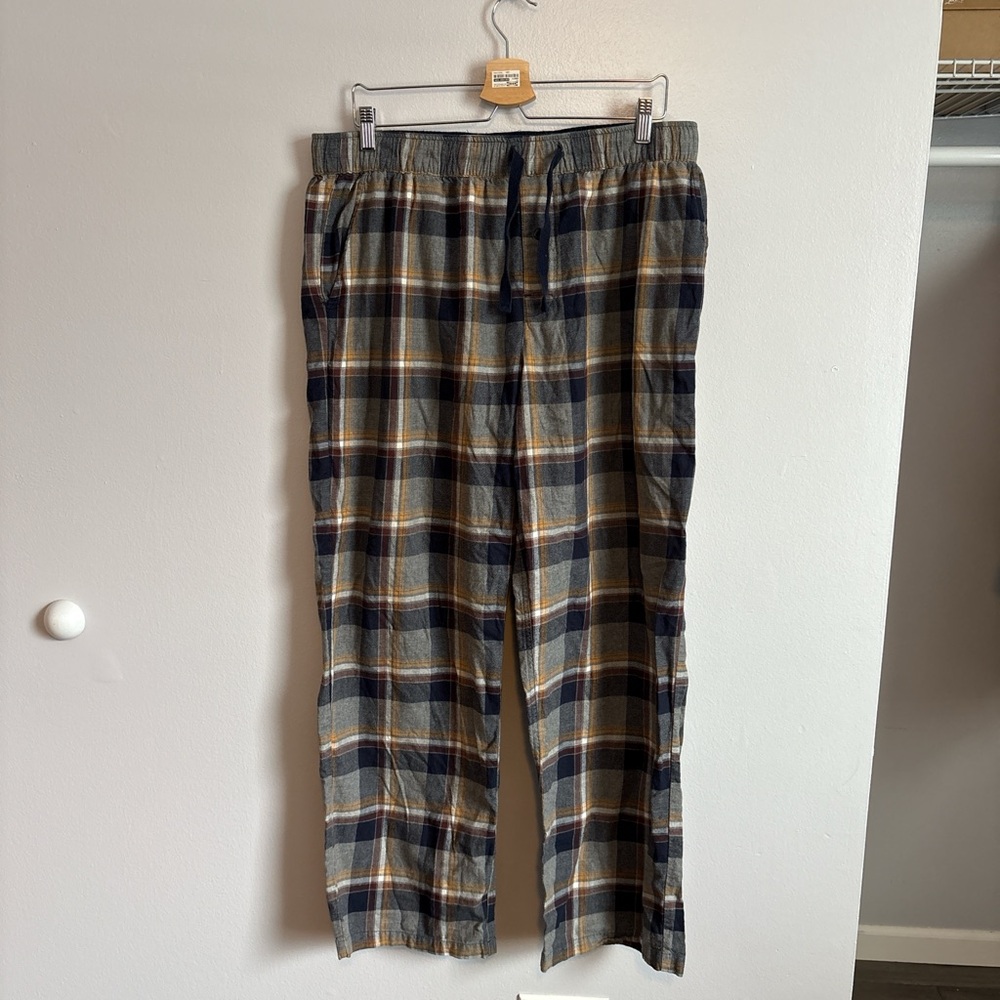 Plaid Men's Pants - Blue and Tan